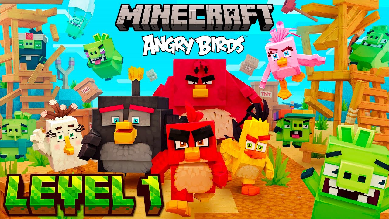 Minecraft x ANGRY BIRDS DLC - Full Gameplay Playthrough LEVEL 1 (Full Game)