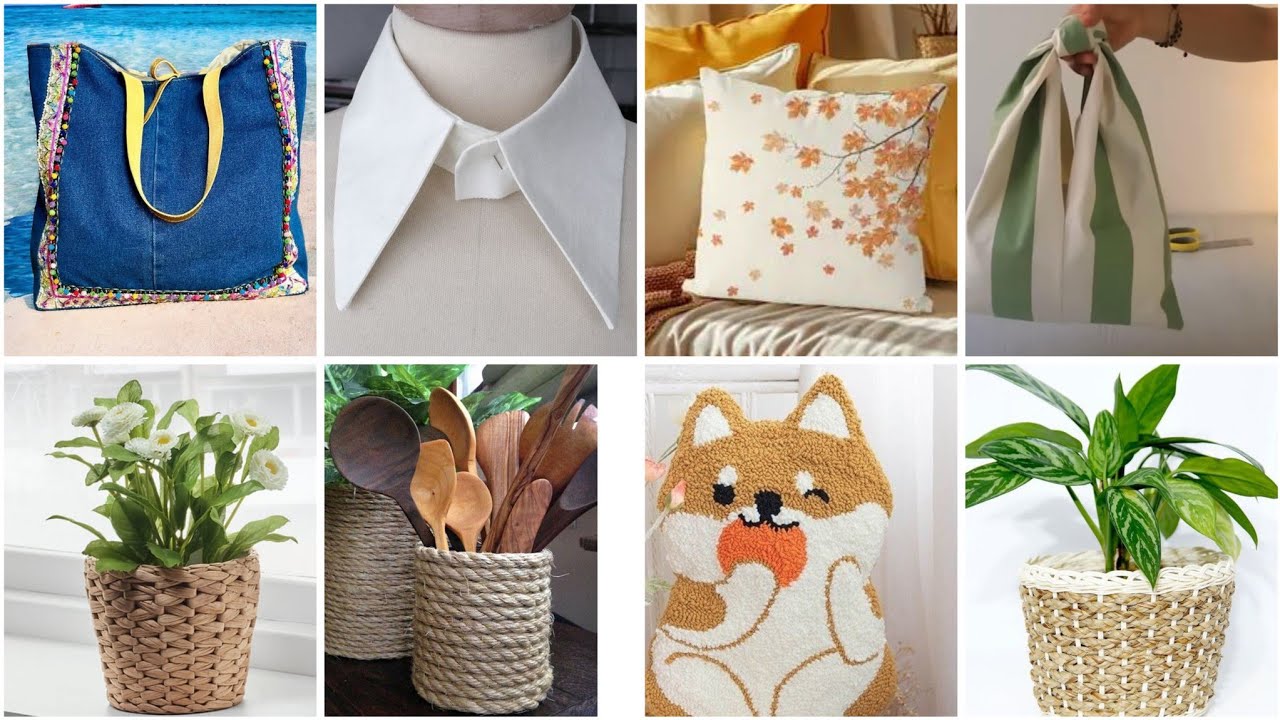 أفكار 💡عندك خيوط او قماش اصنعي ديكورات و منظمات وجددي احذية وملابس قديمة #diy#craft