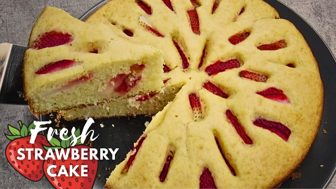 Best fresh strawberry cake recipe I have ever made. Moist and fluffy| Easy Homemade Strawberry Cake