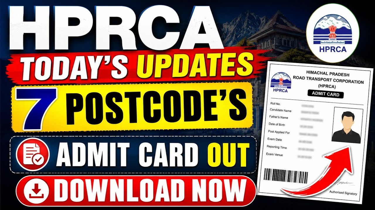 🔴👉 HPRCA 7 Postcode's Admit Card out Check & Download Now 