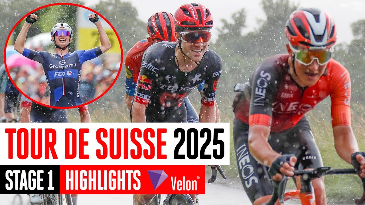 Wild downhill attack in the wet 💦 Tour de Suisse 2025 Stage 1 Highlights