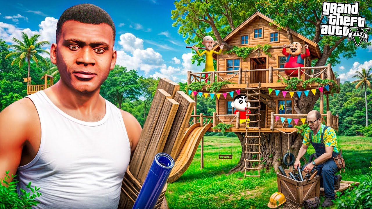 Franklin & Shinchan Build the BIGGEST Tree House Ever! 😱🌳| GTA 5 Malayalam