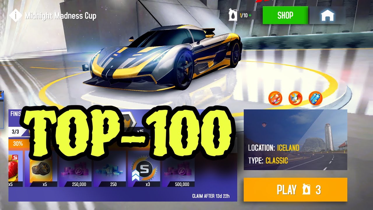 Asphalt 8, Midnight Madness Cup, Исландия, Koenigsegg Jesko Absolut Top-100