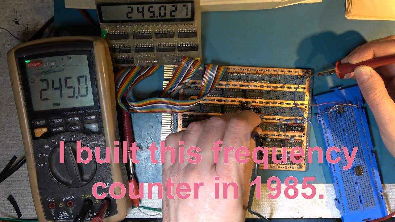 A frequency counter project built from TTL chips in 1985.
