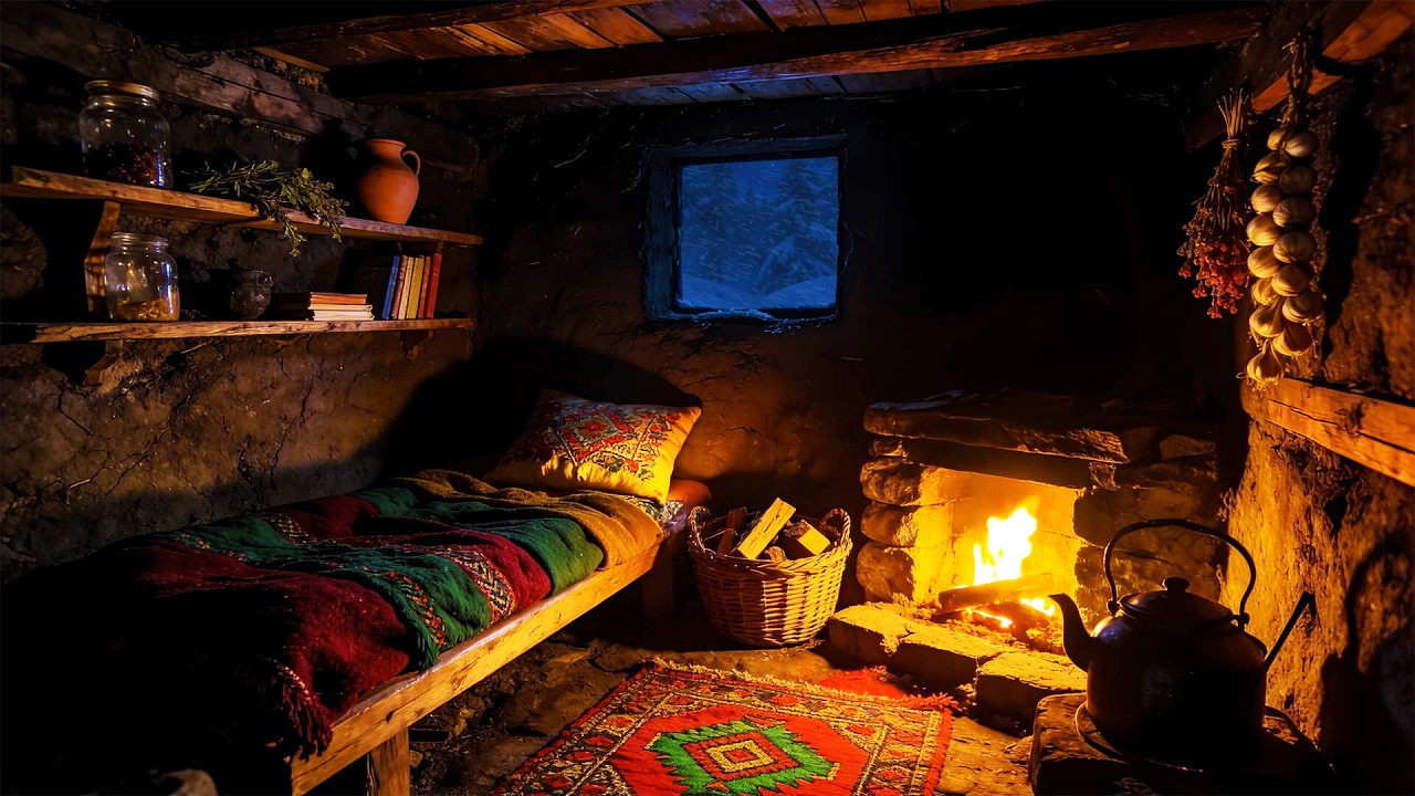 I Slept Deeper Than Ever&hellip; Hidden Winter Shelter with Fireplace and Snowstorm Sounds