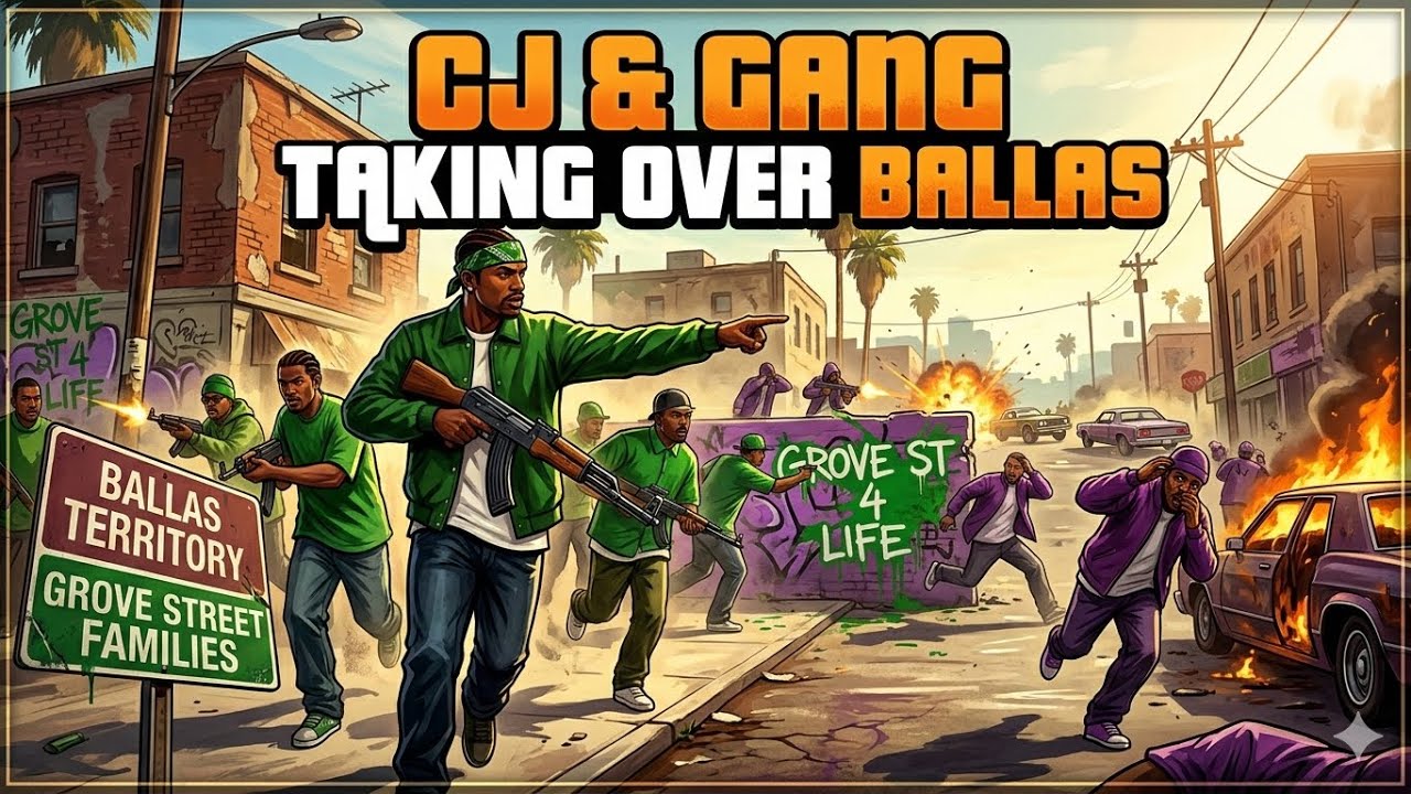 CJ & Gang Taking Over Ballas Territory 1/2 (PS5 PRO 4K60FPS) Polish Subtitles