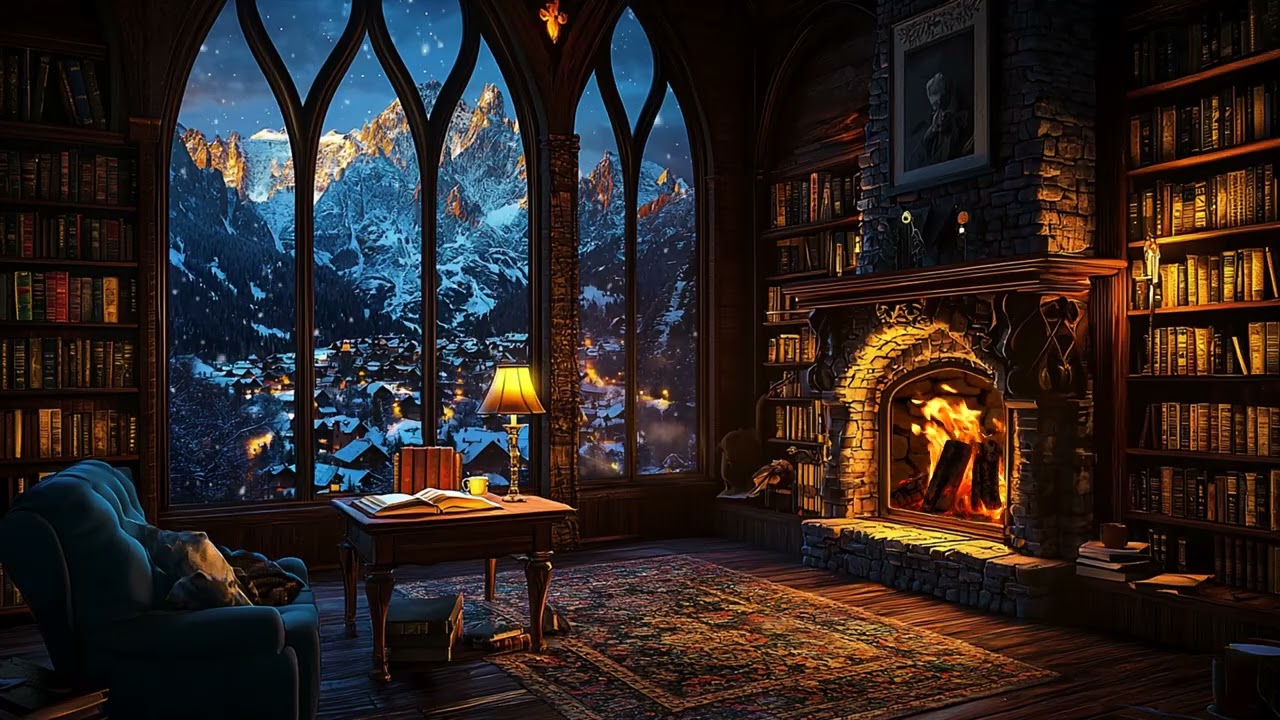 Silent Gothic Library Snowfall | Deep Work Soundscape for Mental Clarity and Study Flow