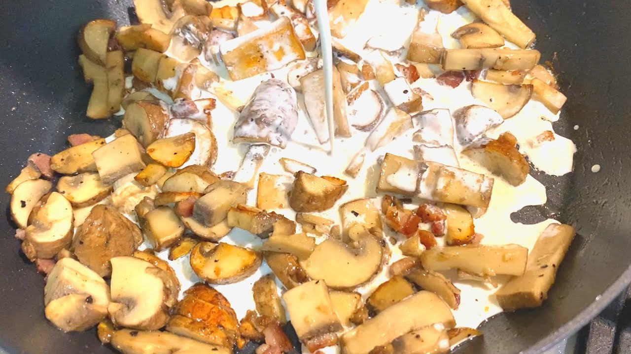 Грибы вкуснее Мяса - очень простой рецепт жаренные грибы шампиньоны в сливочном соусе