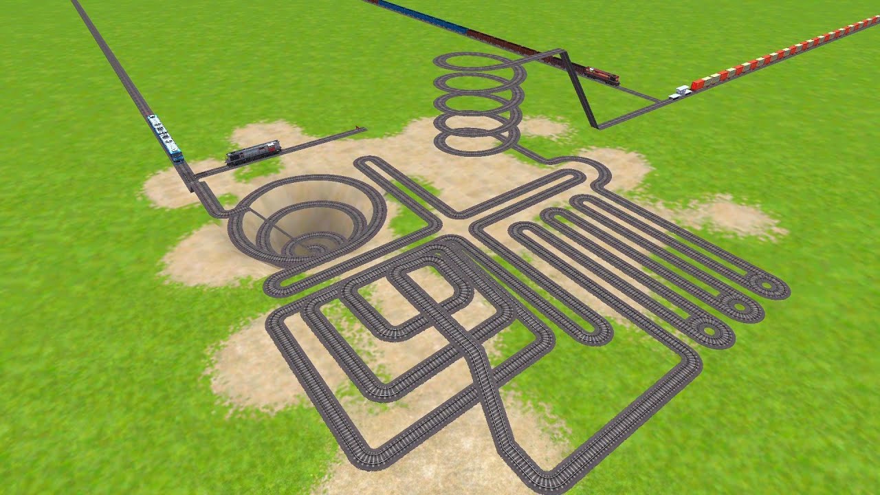 AI TRAINS CROSSING CAREFULLY FOR ZIG ZAG RAILROAD TRACKS RISKY RAILROAD TRACKS ! trains Crossing 