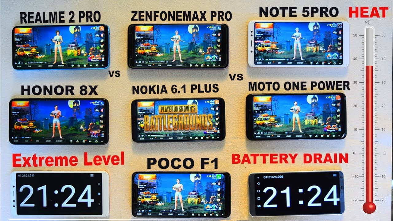 Extreme Level Battery Drain 100% -0% With PubG  #HEAT TEST#Redmi#Honor#Asus#Moto#Nokia#Realme..