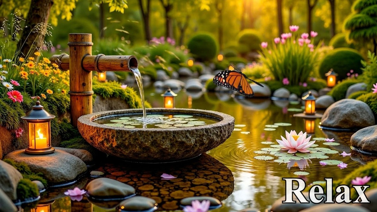Relaxing Music + Zen Water Fountain 🌿 Healing Body and Soul, Deep Sleep, No Stress