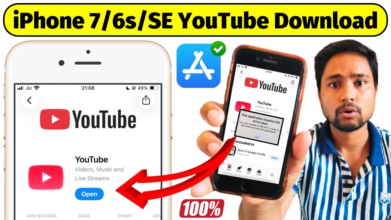 iPhone 7/7+/6s/6s+/SE/6/5s YouTube App Download | YouTube App Requires iOS 16.0 or Later Fixed 100%