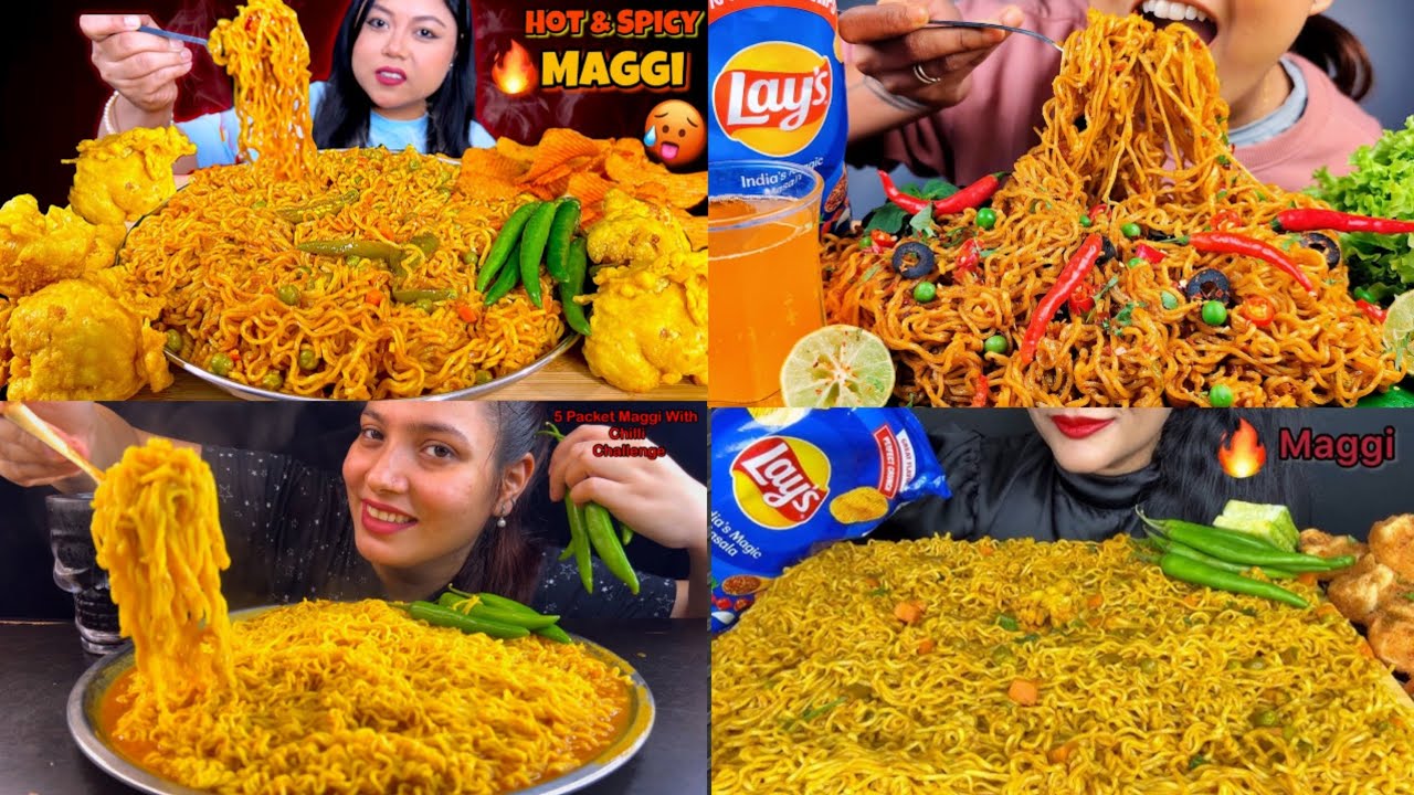 Eating spicy 🥵🔥 maggi with lots of chilli🌶️ challenge|Bigbites mukbang asmr