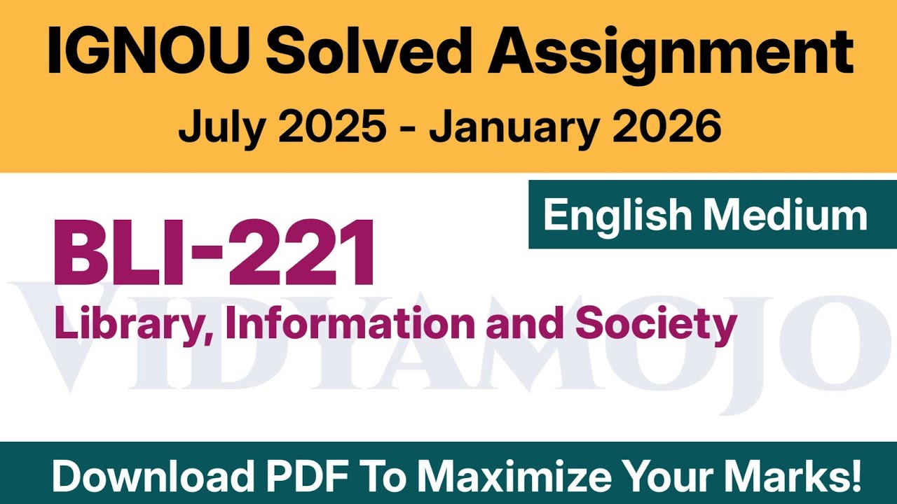 IGNOU BLI 221 Solved Assignment 2025-26 English Medium PDF Download | IGNOU BLIS Solved Assignment