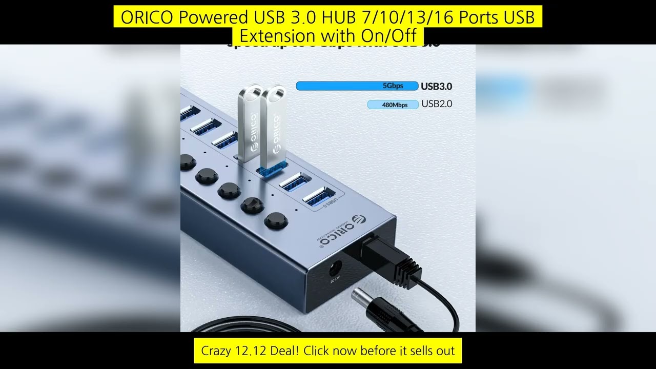Orico Powered Usb 3.0 Hub 7/10/13/16 Ports Usb Extension With On/Off Switches