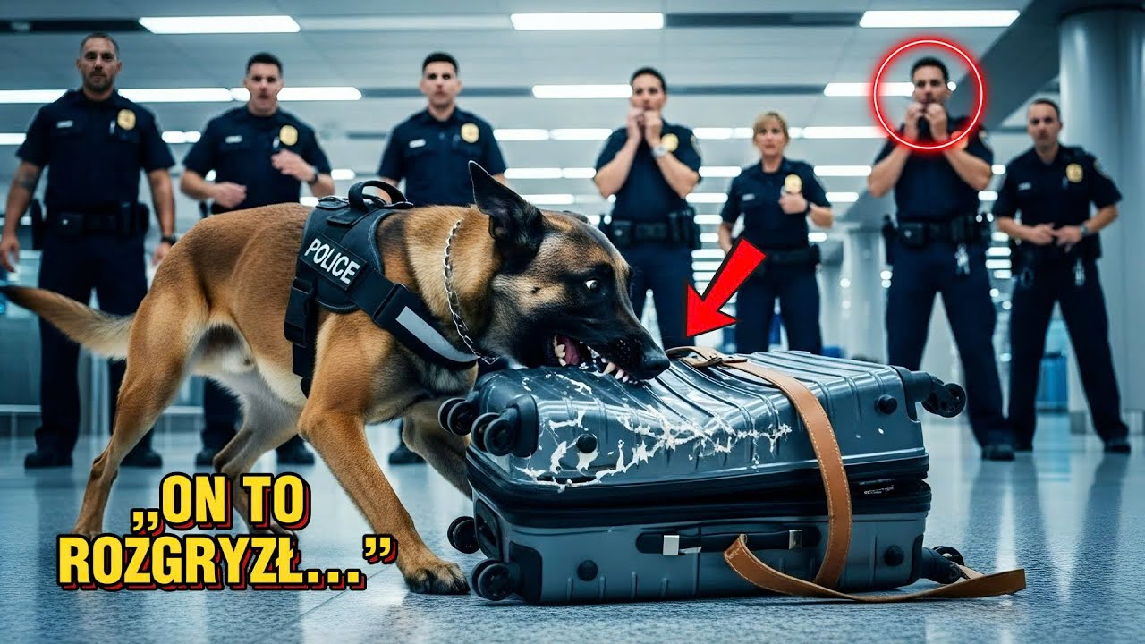 Pies celny gryzie podejrzaną walizkę na lotnisku — odkrywając szokującą tajemnicę!