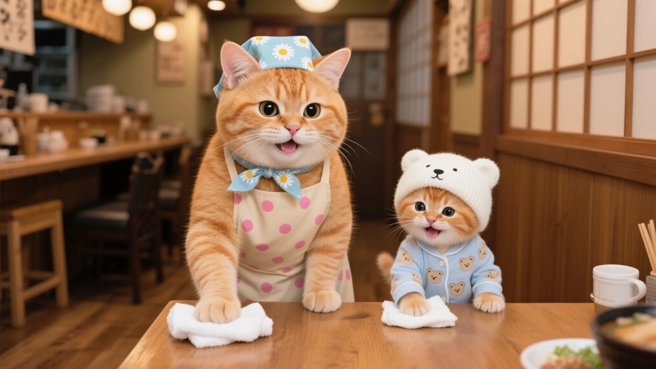 Mama Cat Works Hard, Ginger Kitten Comes to Help with Love 🐾💕 | A Heartwarming AI Story Compilation
