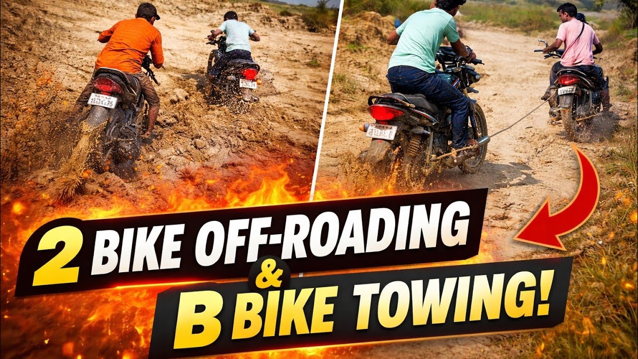 Bike Off-Roading + Bike Towing 😱 | रस्सी से बाइक खींची | Dangerous Ride #BikeOffRoading#BikeTowing