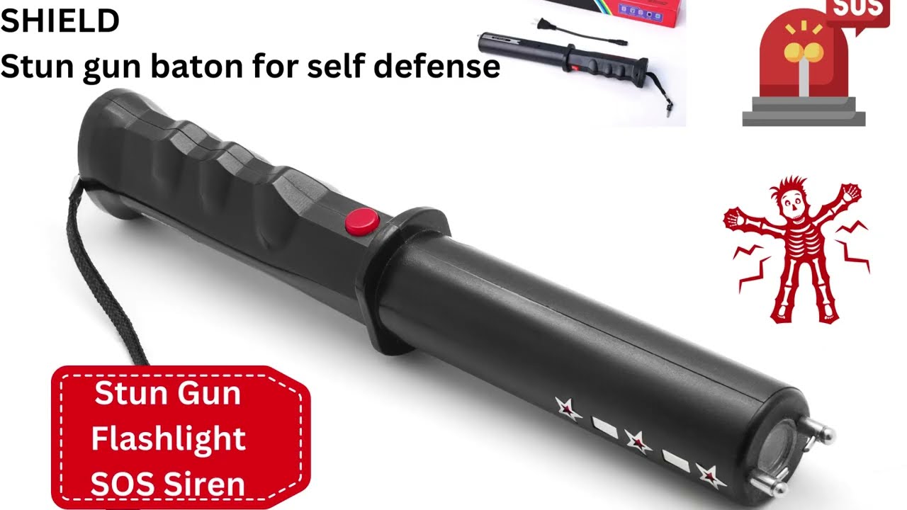 Stun gun self defense Rechargeable LED Torch + Baton + Siren Electric Shock Device