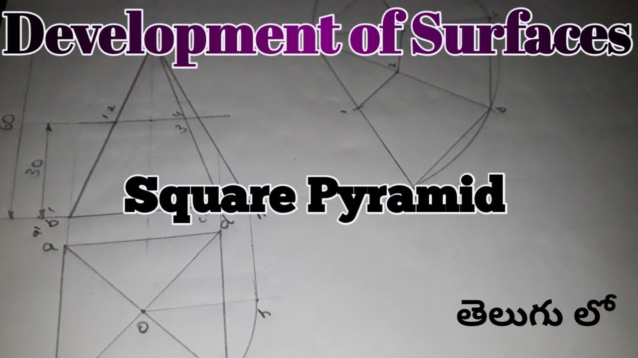 Development of Surfaces ll Square Pyramid ll Engineering Drawing in telugu ll development of pyramid