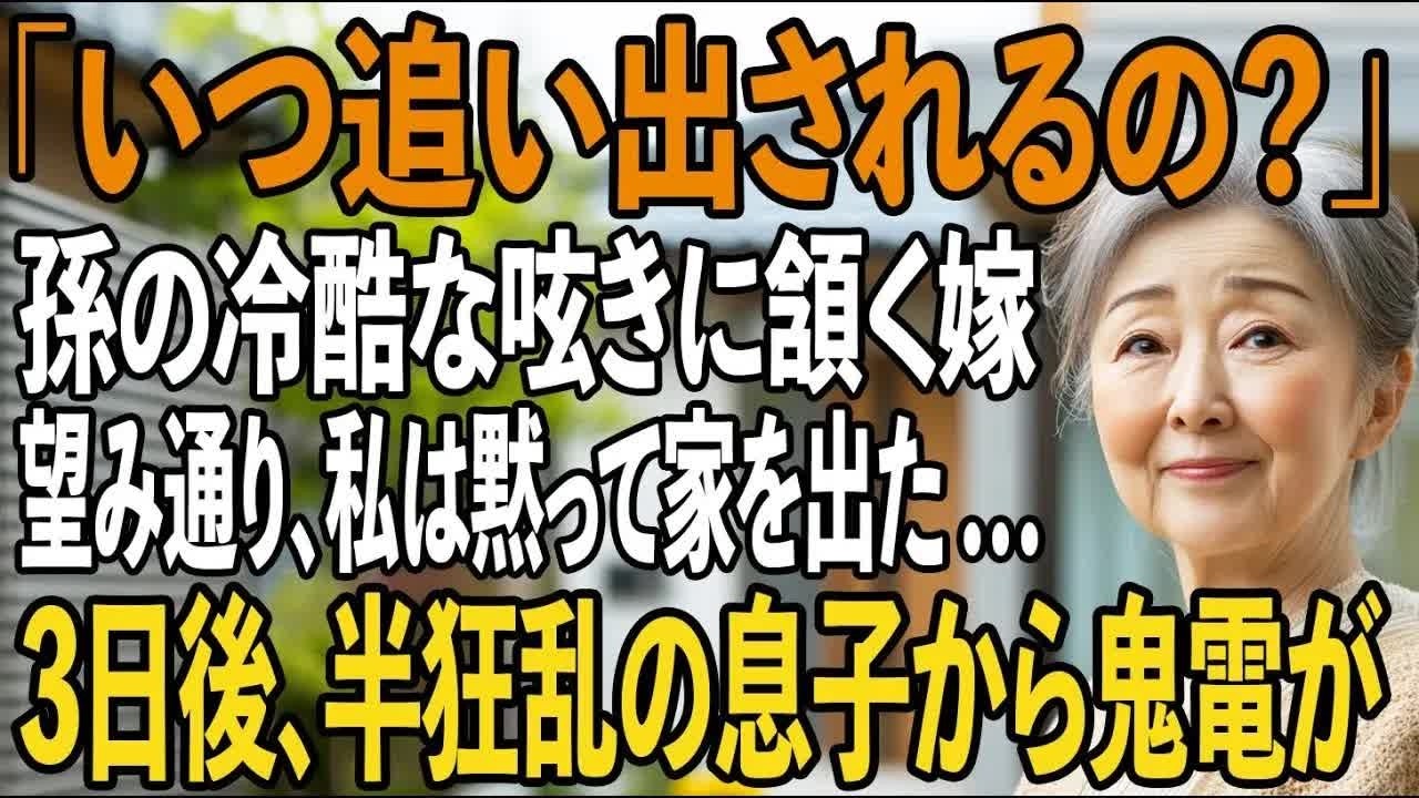 「ばあばっていつ追い出すの 」嫁と孫の冷酷な呟きに、私は静かに反撃を決意。お望み通りに家を去った 3日後、慌てて電話をかけてきた息子の声は震えていました【シニアライフ】【60代以上の方へ】