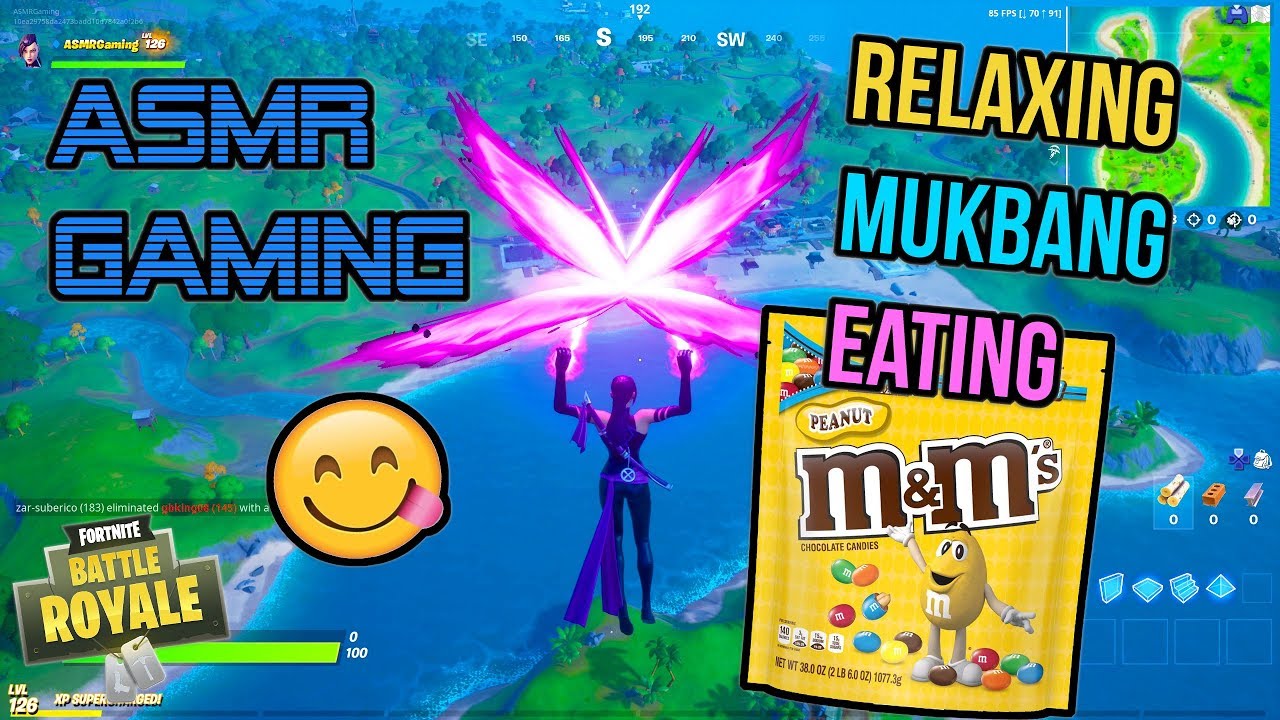ASMR Gaming 😋 Fortnite M&M's Peanut Crunchy Mukbang Eating Commentary 먹방 🎮🎧 Relaxing Whispering 😴💤