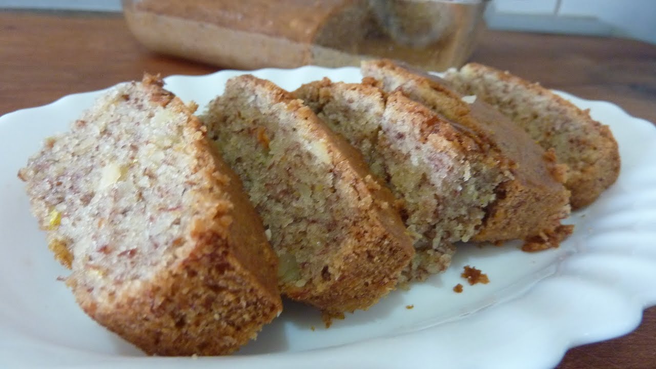 Queque o Bizcocho de Plátano (Banana) Receta sin huevo, gluten ni leche