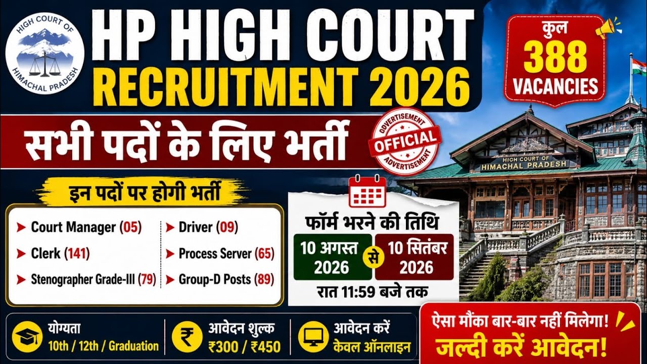 HP High Court Clerk Bharti 2026||High Court Peon Driver Bharti 2026|Govt Jobs Update 2026