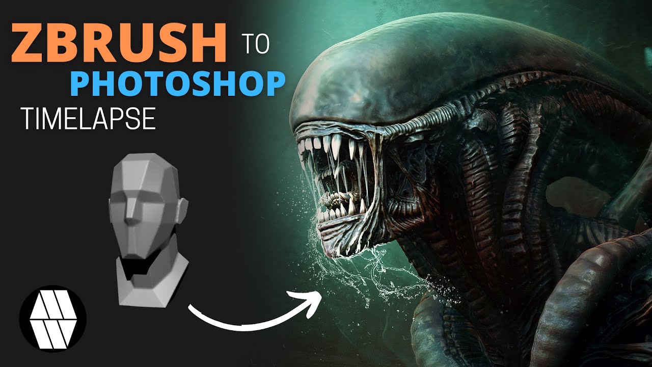 ZBrush to Photoshop Timelapse - 'Alien' Concept