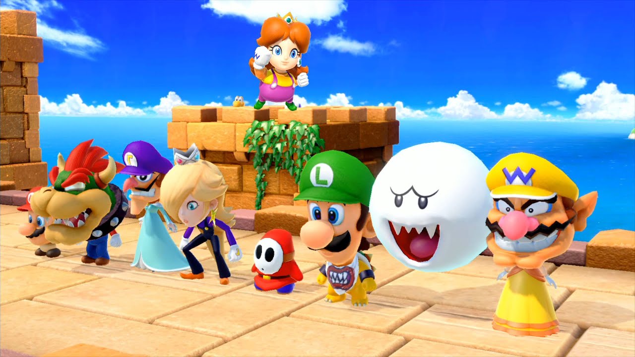 Super Mario Party Minigames - Wario Vs Waluigi Vs Peach Vs Shy Guy