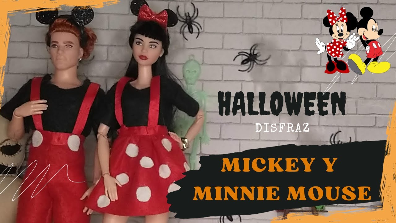 Disfraz de MICKEY Y MINNIE MOUSE | Halloween | Tutorial | Barbie y Ken | Paso a Paso