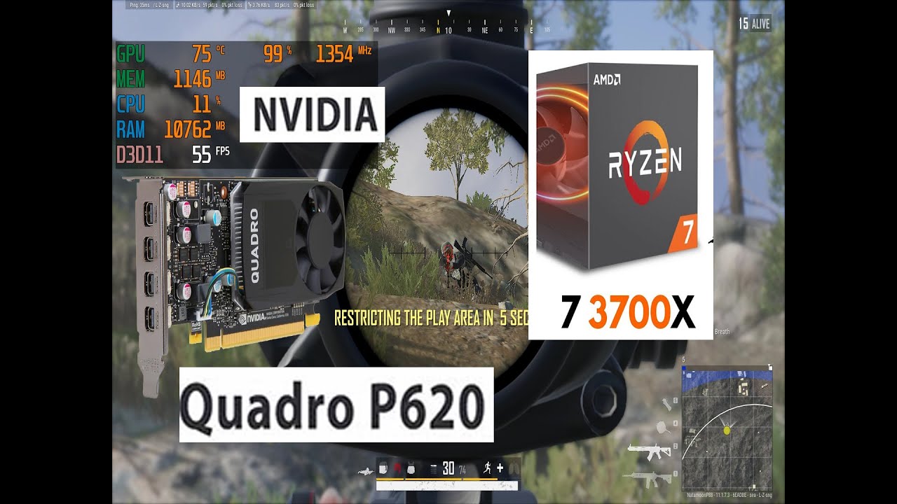 Ryzen 7 3700x + NVIDIA Quadro P620  PUBG Very Low