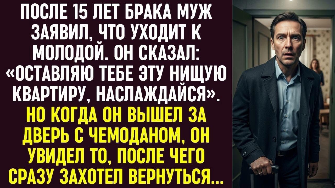 Муж ушёл к молодой, оставив мне «нищую» квартиру, но увиденное за дверью заставило его пожалеть.