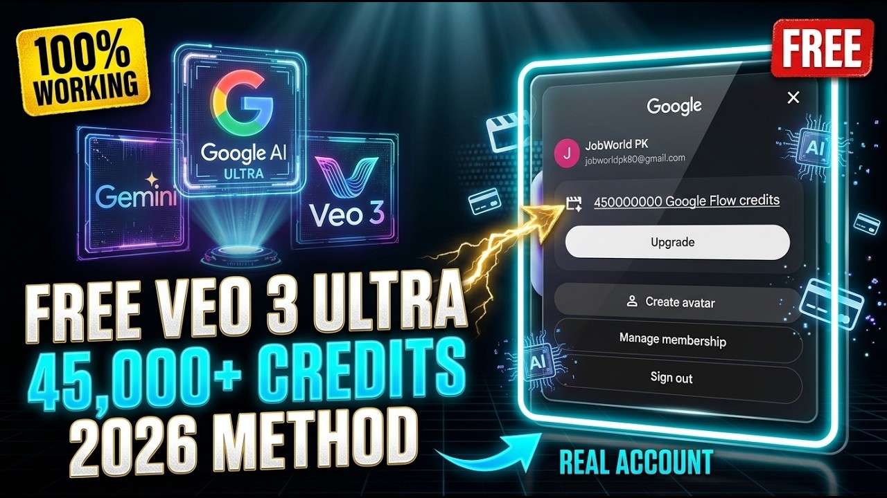 Как получить Veo 3 Ultra БЕСПЛАТНО (2026) | 45 000 кредитов | Рабочий способ для Gemini Ultra