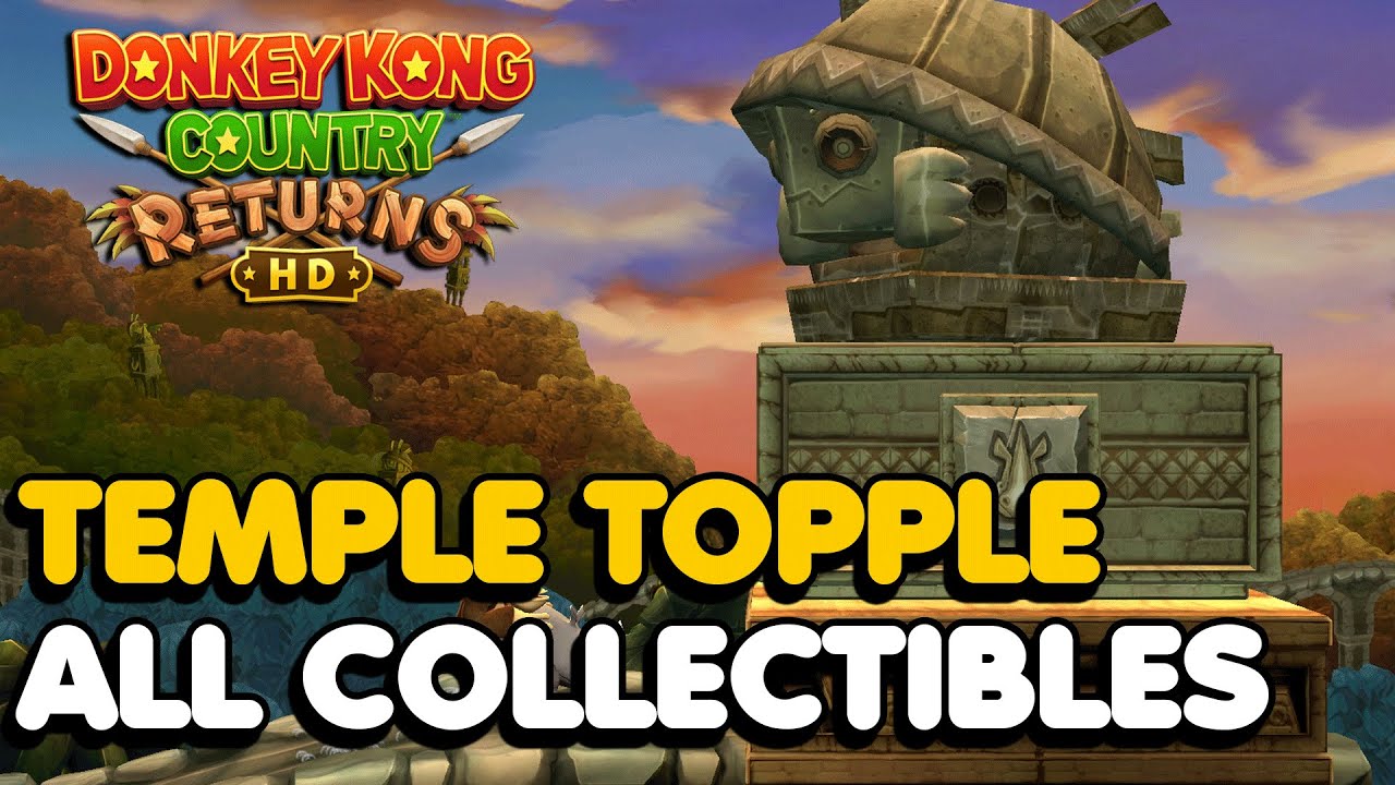 Donkey Kong Country Returns HD - Temple Topple All Collectible Locations (Letters & Puzzle Pieces)