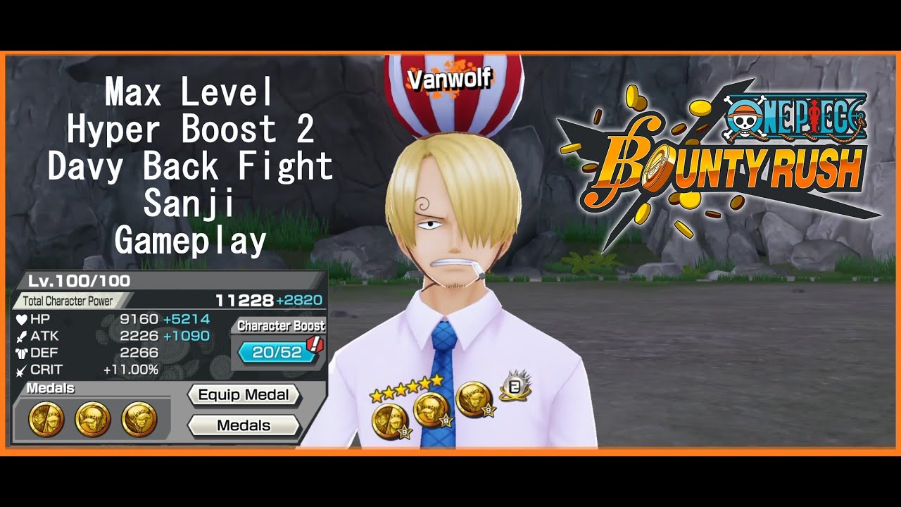 Max Level Hyper Boost 2 Davy Back Fight Sanji Gameplay One Piece Bounty Rush
