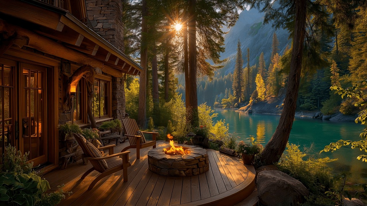 Let Nature Speak🌿 — Forest Morning by the Lake, Cabin Porch, Birdsong & Firepit