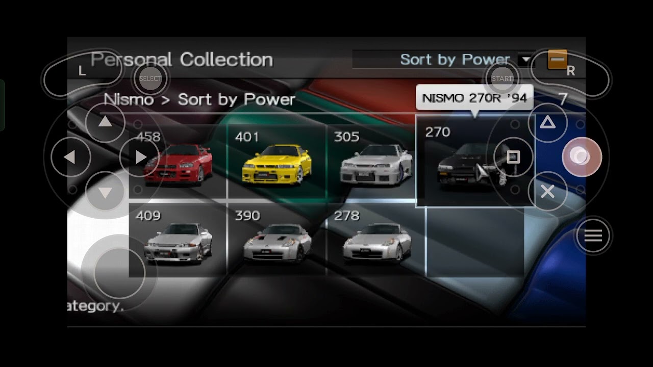 Gran Turismo PSP ALL Cars (emulator)