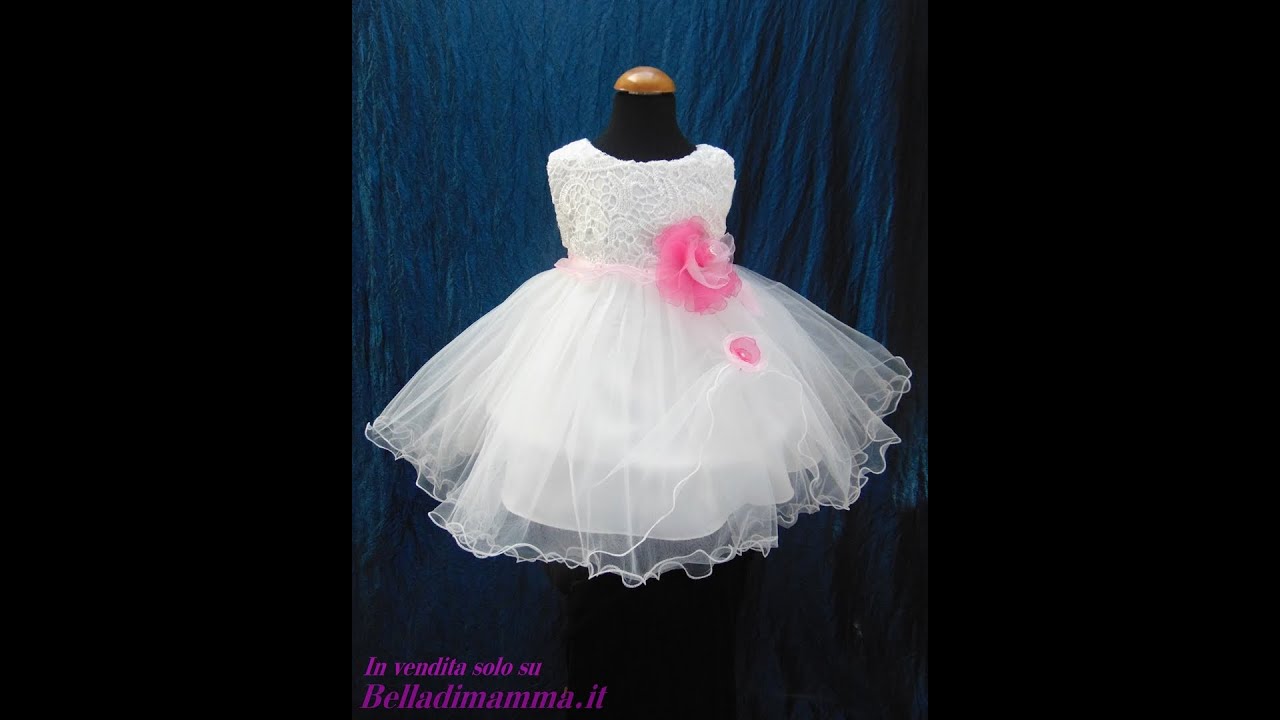 Abito Cerimonia Bimba con fiori fucsia BellaDiMamma.it