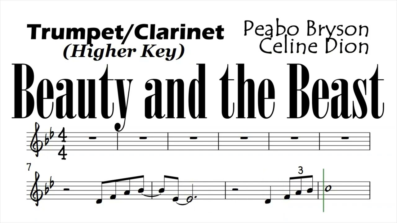 Beauty and the Beast Duet Trumpet Clarinet Higher Key Sheet Music Backing Track Play Along Partitura
