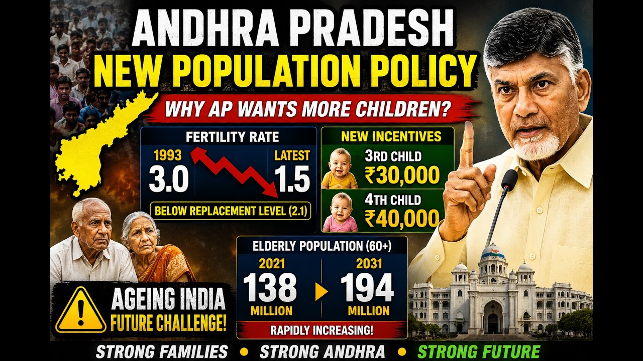 AP Lo young population Taggipothunnara? New Population policy Venaka Nijam Enti?