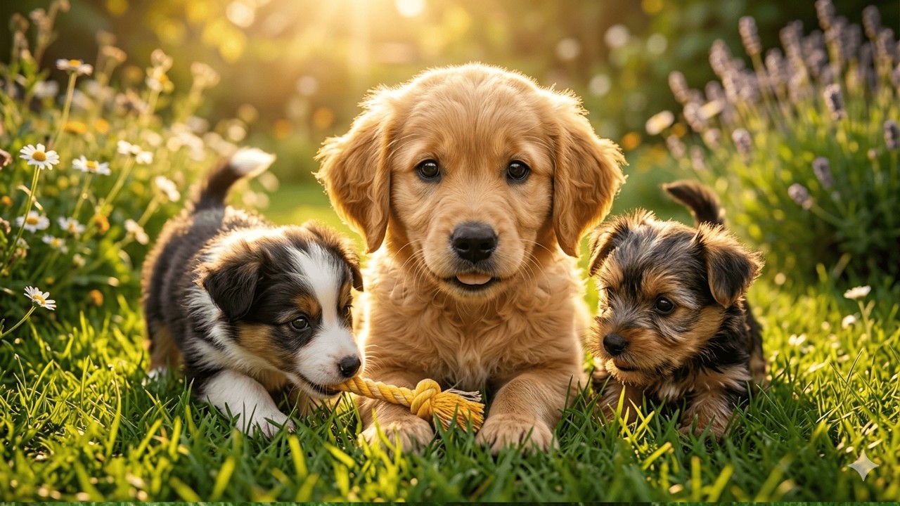 🌿🐶 Cute Puppies Playing in the Sunshine | Cute Dog Sounds