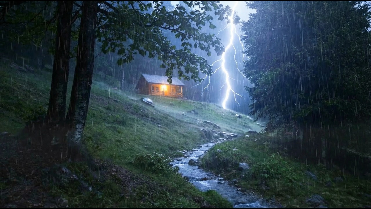 Relax & Sleep Fast 😴 | Peaceful Forest Cabin Rain at Night (No Music)