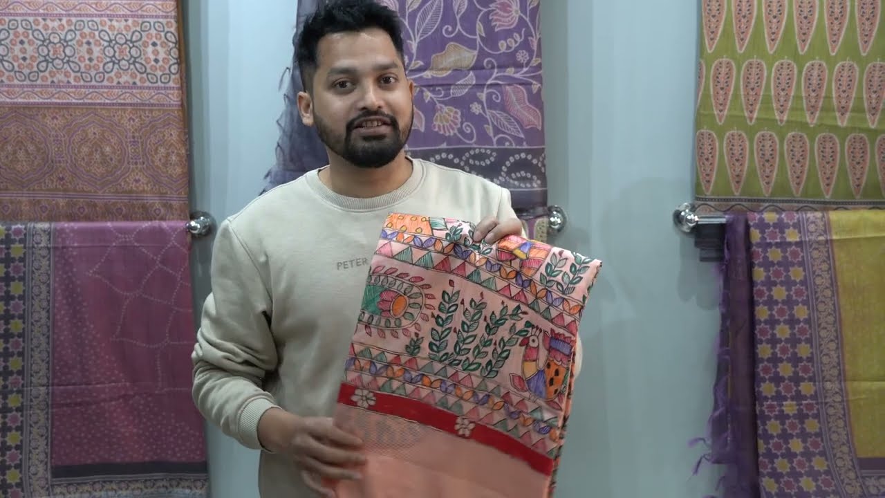 Trendy Beautiful Madhubani Design Bhagalpuri Silk Design saree||Famous Bhagalpuri Tussar Silk saree