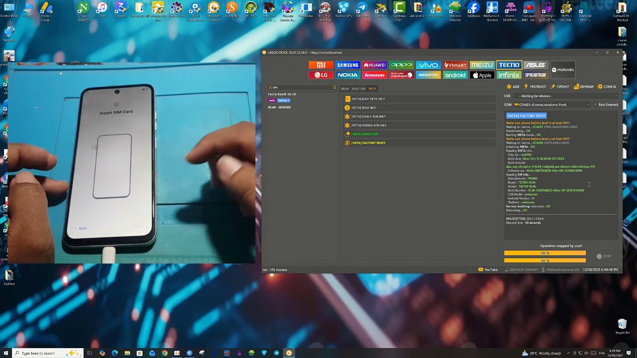 Tecno Spark Go 1S KL4h factory Reset And FRP By unlocktool