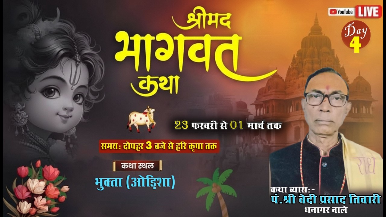 | | DAY-4 | | श्रीमद भागवत कथा | | पं. श्री वेदीप्रसाद तिवारी जी | | भुक्ता, (ओड़िशा)