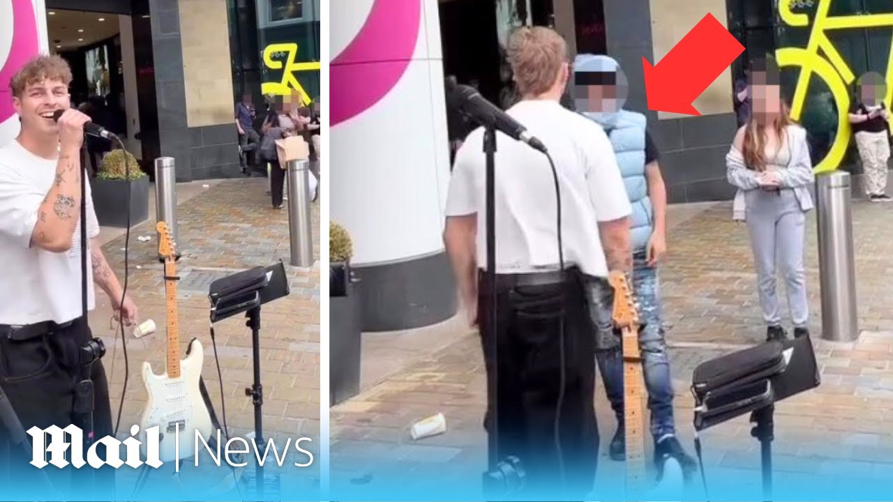 TikTok busker is slapped in the face as he performs in Leeds