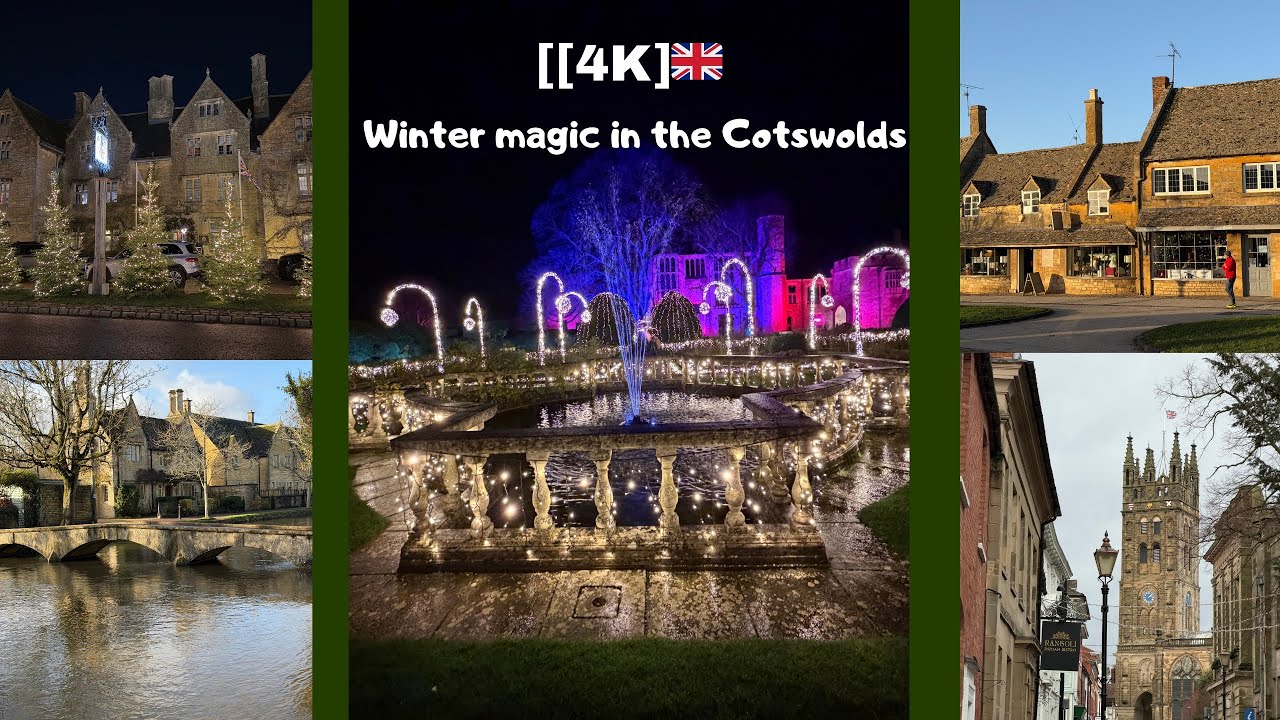 [4K] 🇬🇧Winter magic in the Cotswolds: Bourton, Broadway, Warwick & more  #cotswolds#wintermagic