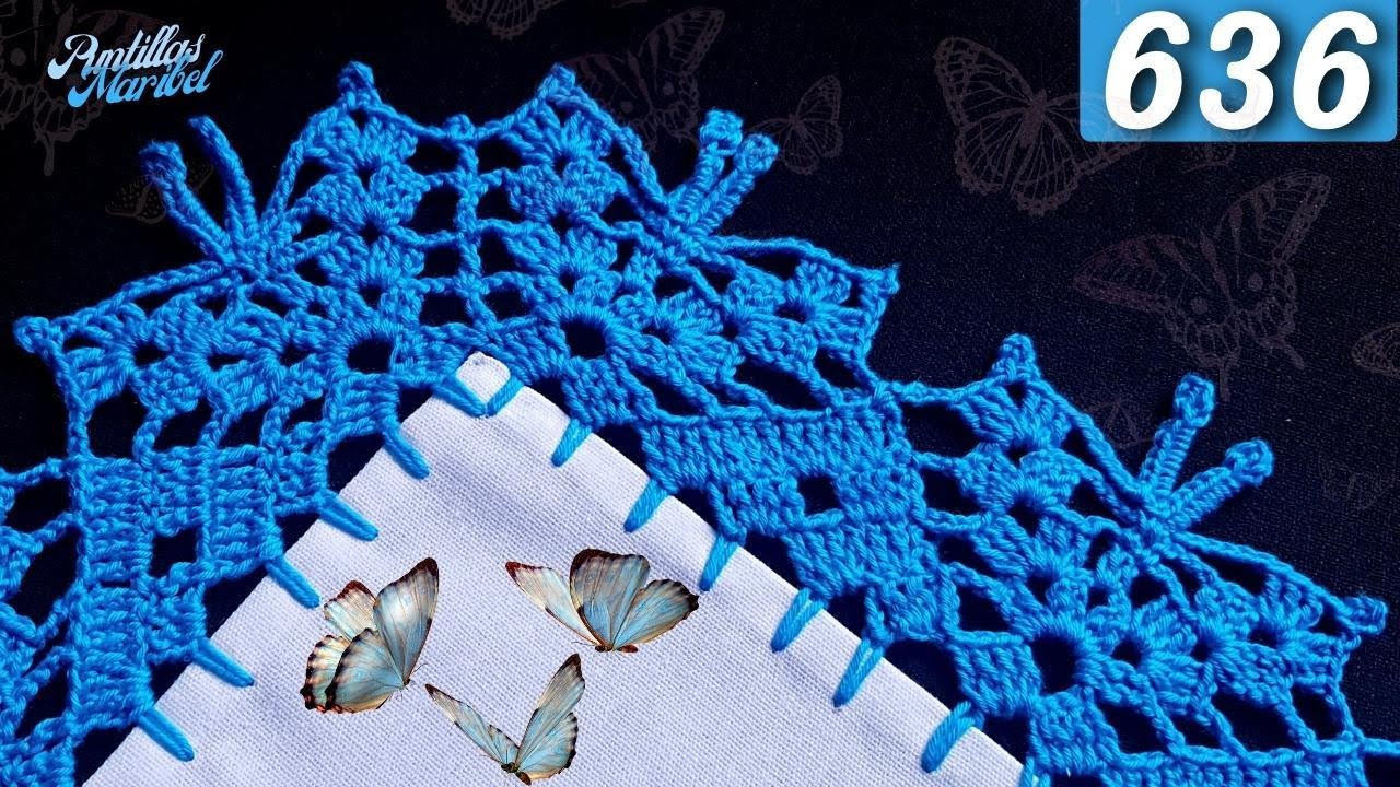 Te enseño a tejer esta nueva puntilla de MARIPOSAS a #crochet 🦋 636 | Puntillas Maribel