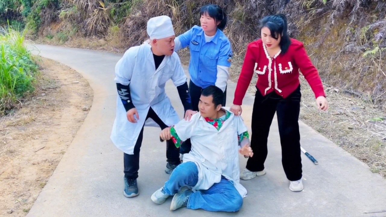 劫匪光天化日下一棒子打晕美女保安抢走钱包，还好被保安同事及时看到，追上去暴揍劫匪，一脚踹的他跪地求饶 #funny #正能量剧情 #movie #comedy #弘扬正能量